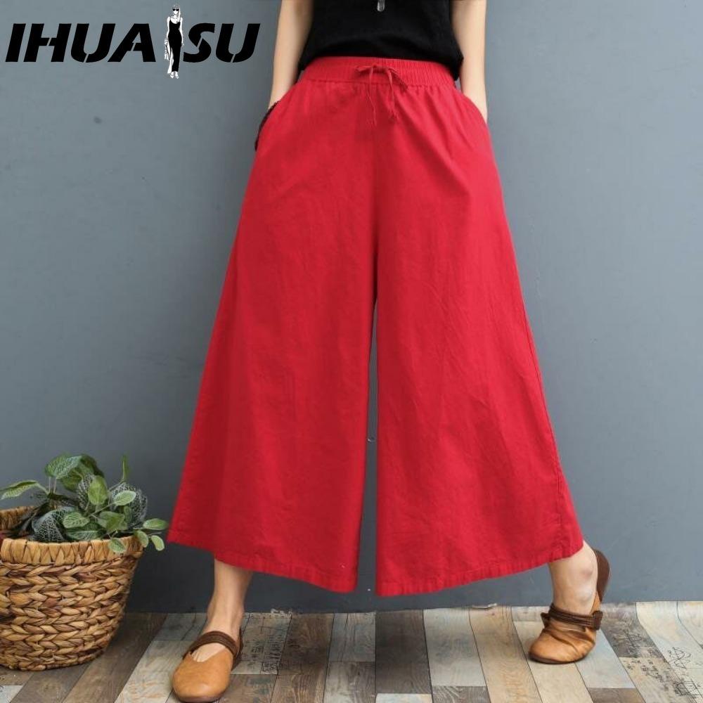 IHUASU Pantaloni e capris con stampa tinta unita casual alla moda da donna
