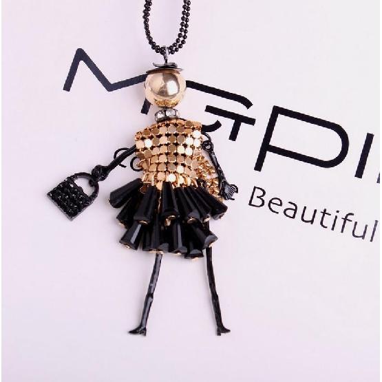 

C075 Japanese and Korean Sweater Chain Crystal Jewelry Long Necklace for Girls Pendant Body Chain Neck Accessory золотий