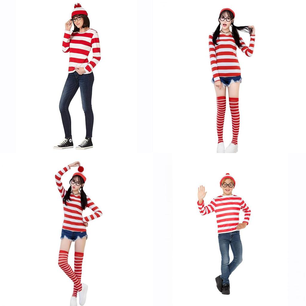 Onde Está Wally Fantasia de Halloween Divertida e Inteligente Roupa de Fantasia Anime Cos Reino Unido
