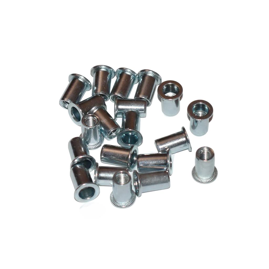 Cylindrical Rivet Nut Steel M12X20 . 20 Pcs. Range 1-4 . Smooth Sleeve