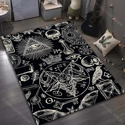 1 Stück Teppich mit dunklem Runenmuster für Wohnzimmer Schlafzimmer Bettseite Sofa Bodenmatte Moderne Heimdekoration Gang Korridor Bereichsteppich