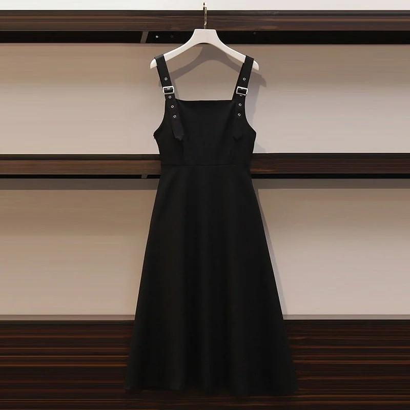 Ensemble pour femme grande taille Printemps et Automne Costume pour femme Populaire Chemise + Robe Deux pièces pour femme