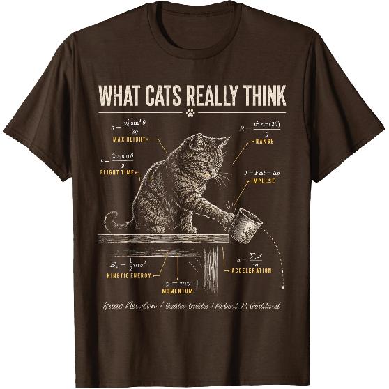Funny Cat Physics Humor Design What Cats Really Think T-Shirt