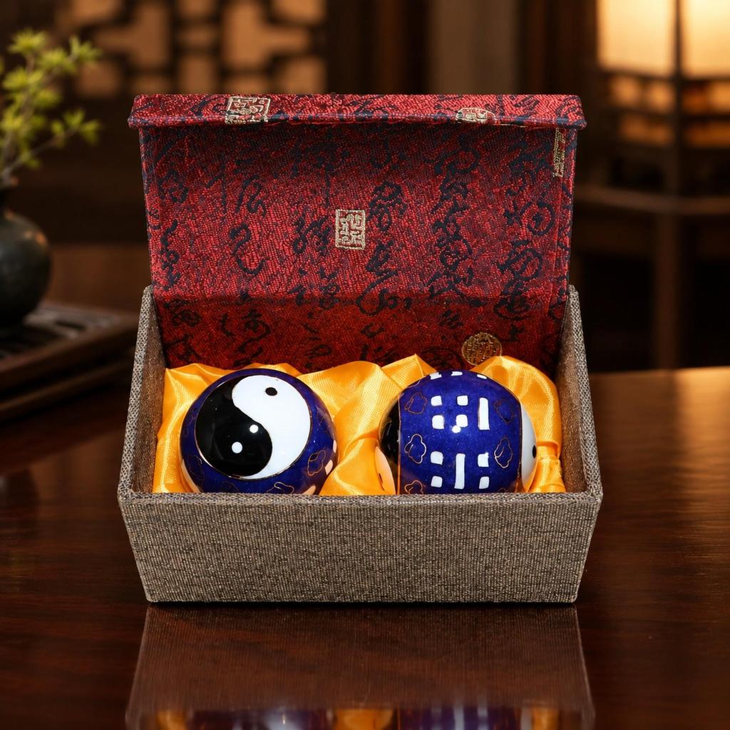 Spherical Esmaltado Hand Ball with Presentation Box Yin-Yang Exercise
