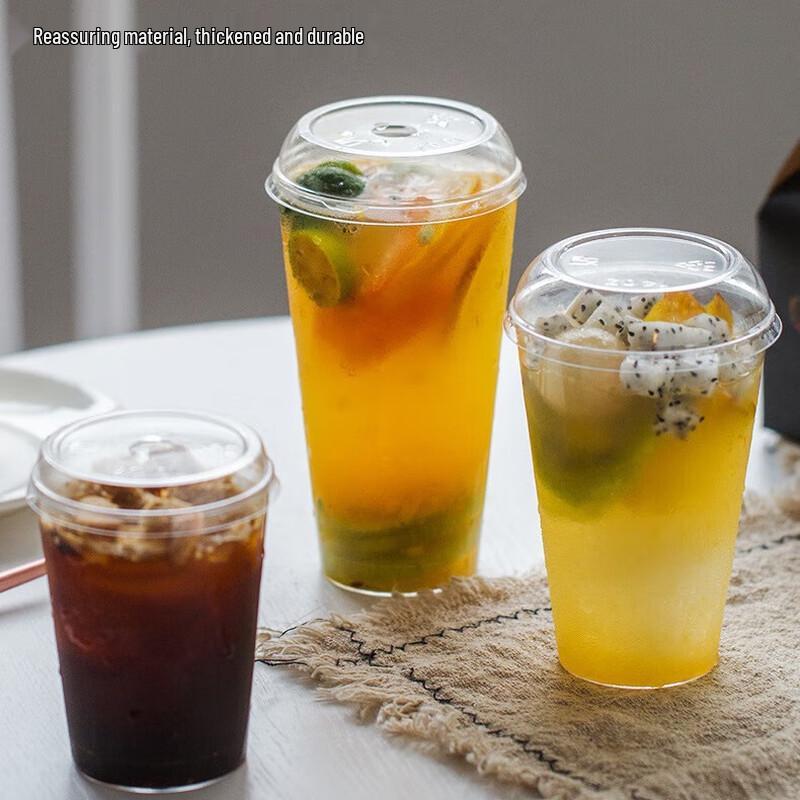 

Disposable Thickened Plastic Beverage Cups with Dome Lids