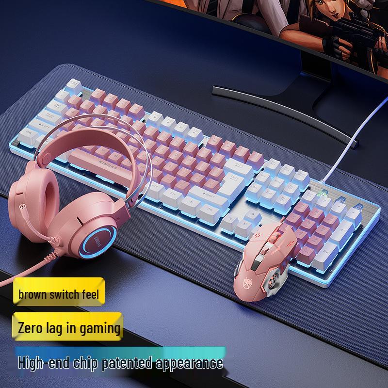 Mechanical Wired/Wireless Gaming Keyboard, Mouse, & Headset Set