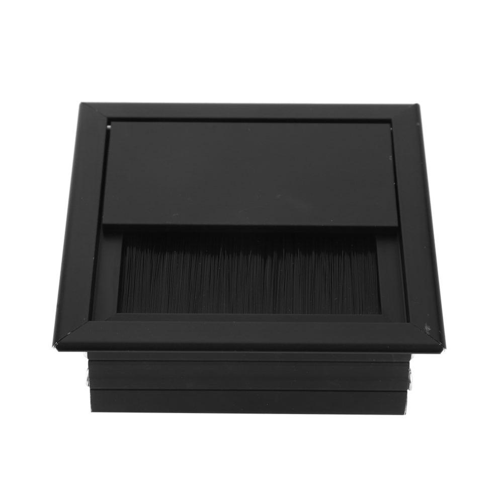 2 Stück 80mm x 80mm / 3.15x3.15in Schreibtisch-Kabeldurchführung Aluminiumlegierung Quadratische Form Kabeldurchführung Bürste Schwarz Kabeldurchführung Langlebig