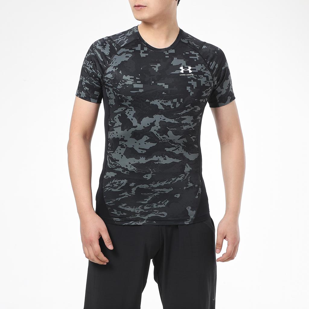 Under Armour Logo Printed Round Neck Short Sleeve T-Shirt Men Tops Black-Camouflage 1361519-001