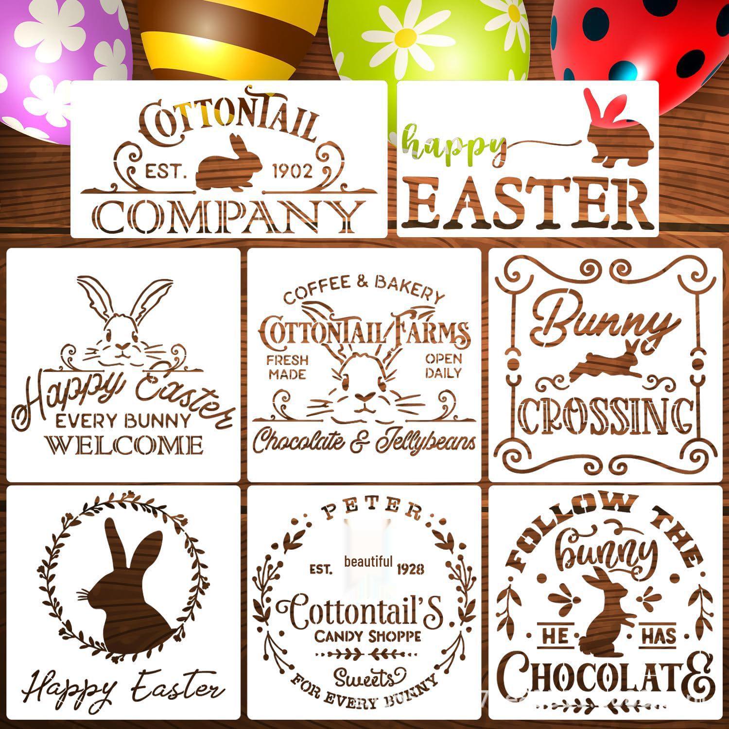 

Easter Spray Paint Stencil Set: 8 DIY Wall Decorating Templates