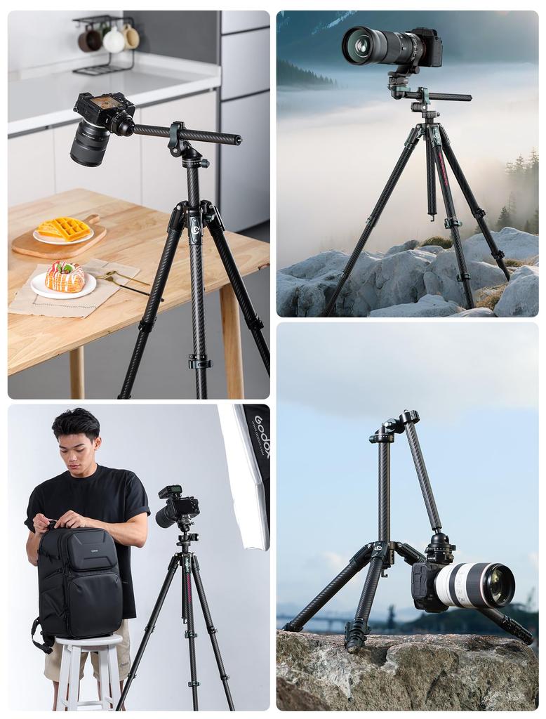 Ulanzi JJ05 Camera Lightweight and Portable Carbon Fiber Travel Compatible with Quick F38 Quick 184cm Telescopic Ball Panoramic Center Axis 18kg Load
