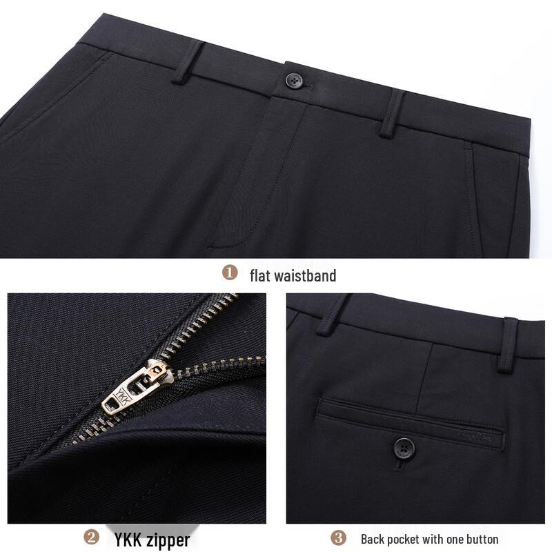 Langdeng Men's Winter Straight-Leg Business Casual Pants