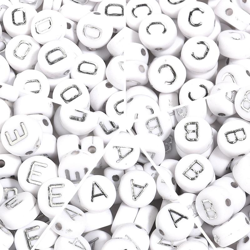 100pcs/lot 7mm Round Acrylic Letter Beads A-Z Alphabet Beads Loose Beads For DIY Bracelet Necklace Keychain Jewelry Making