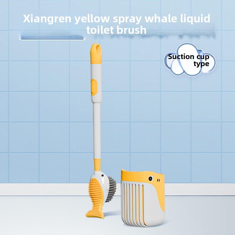 Liquid Injection Silicone Toilet Brush with Suction Cup Holder Strong Cleaning No Dead Corners