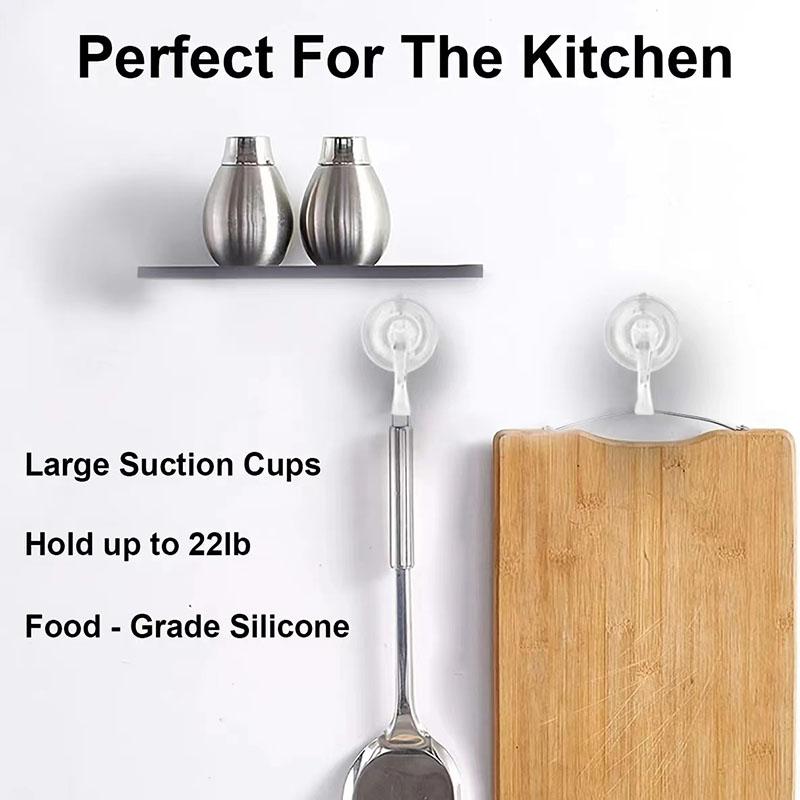 Suction Cup Hooks, Clear Reusable Heavy Duty Vacuum Suction Cup Hooks Glass Kitchen Bathroom Hooks for Towel