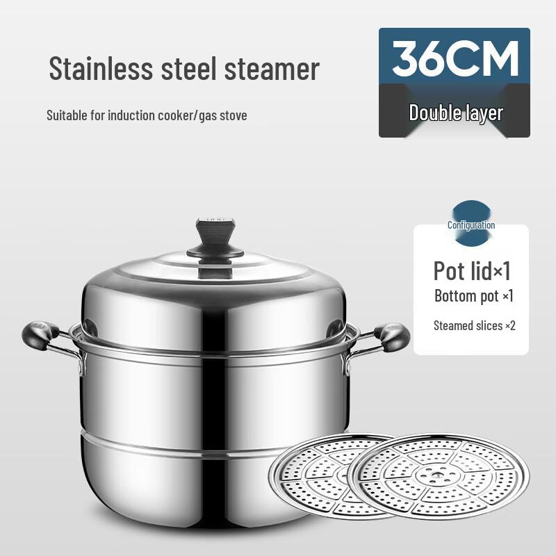 ZISIZ Thickened Stainless Steel Double-Layer Steamer