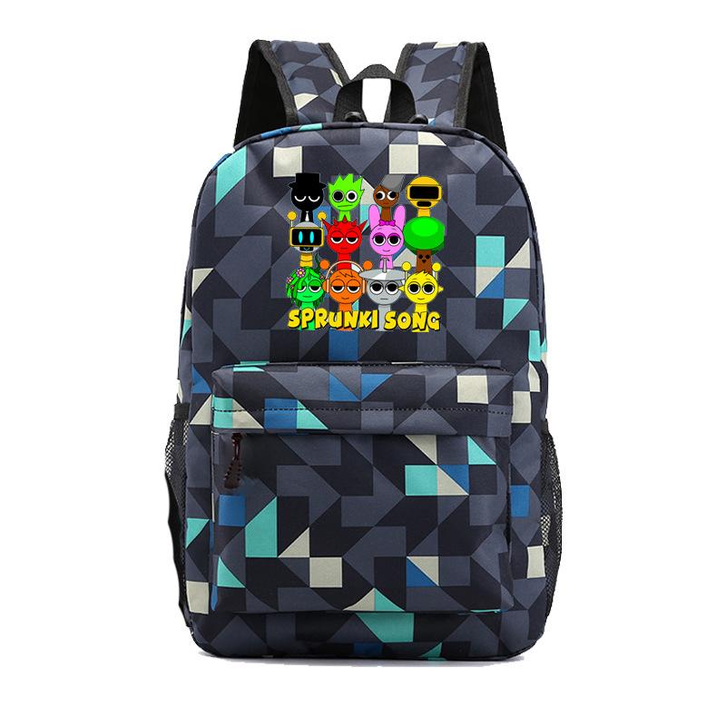 Rhythm Box Sprunki Cartoon Game Printed Backpack Student Bag Canvas Bag Children Cartoon