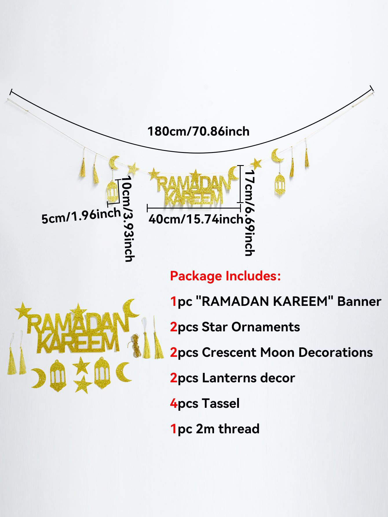 

Рамадан Карим Золотой Глиттер Баннер Нетканый Материал Звезда Луна Фонарь Кисточка Настенный Декор Гирлянда Исламское Праздничное Украшение для Дома