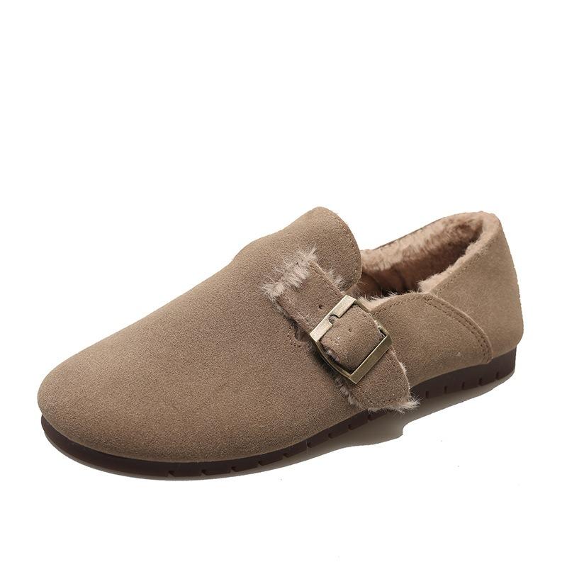 Fleece Shoes, Women's Flat Shoes, Retro Soft-soled Cotton Shoes