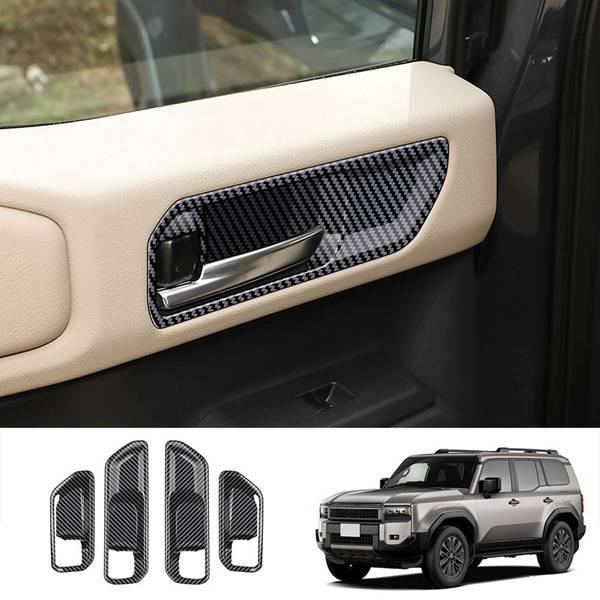 One set Carbon Fiber Texture ABS Door Cup Panel & Inner Handle Frame for Toyota Interior