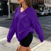Women's V-Neck Long Sleeve Sweatshirt Casual Color Pullover