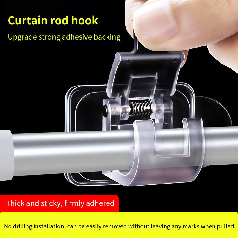 10pcs Punch Free Curtain Rod Hooks C Shaped Rack Durable Household Bracket for Window Decoration Bedroom and Office Use
