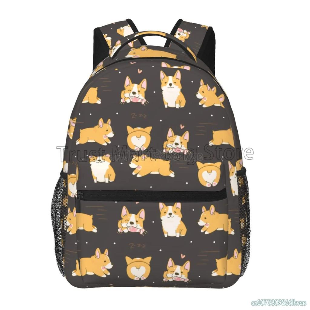 Cute Corgi Dogs Backpack for Boys Girls Lightweight Bookbag for Students School Laptop Backpacks Unisex Travel Camping Daypack