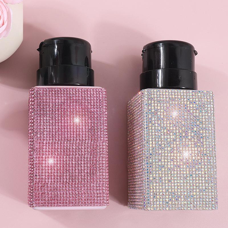 1 Pcs Diamond Nail Refillable Bottles Empty Press Pump Dispenser Nail Art Polish Remover Cleaner Makeup Bottle Manicure Tool
