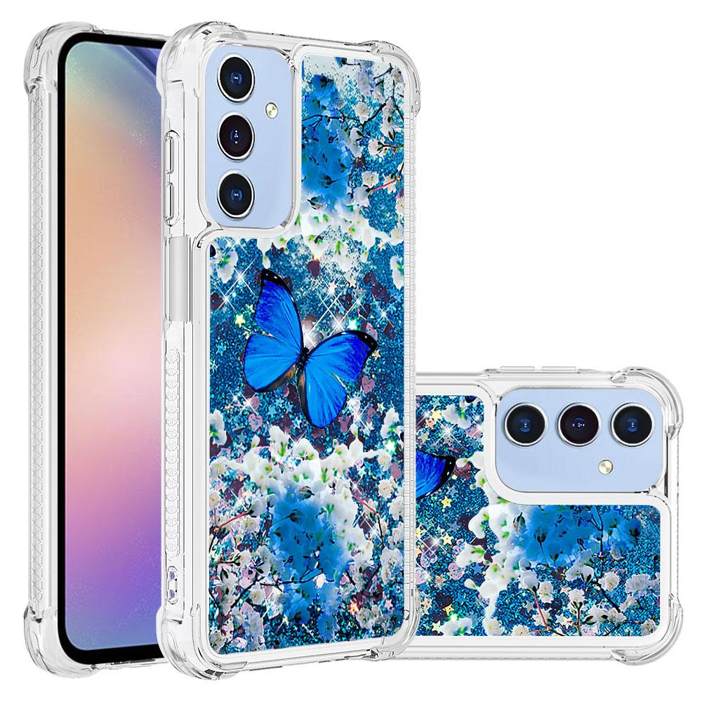 

For Samsung Galaxy A16 5G/Galaxy A16 4G TPU Case with Quicksand and Pattern Printed Blue Butterfly