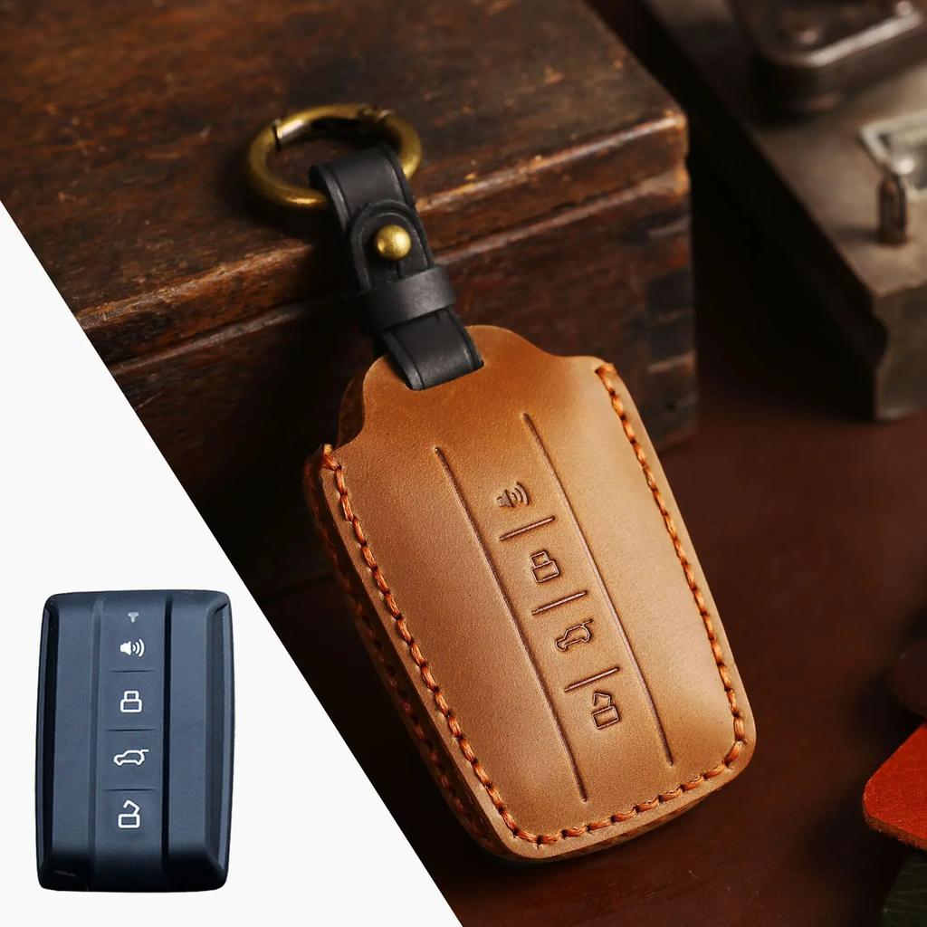 Car Fob Key Cover Leather Case Protector Holder for Great Wall GWM WEY TANK 300 500 Tank300 Tank500 Remote Keychain Accessories