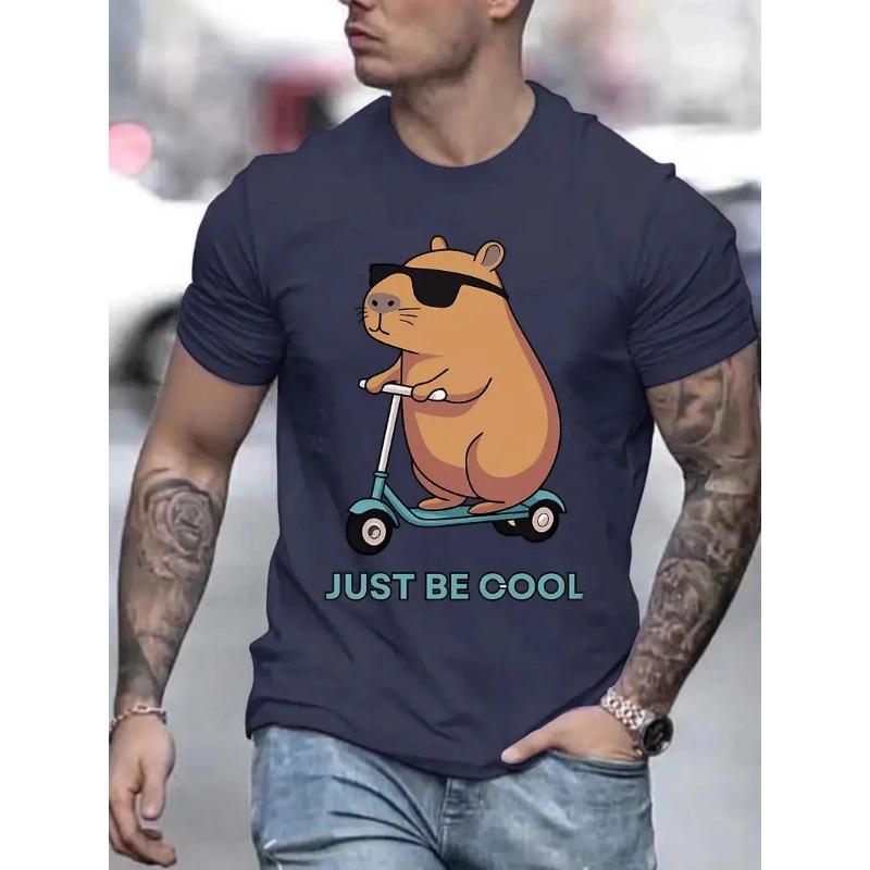 Zomer Rond Hals 3D Capybara Grafische Print Top Modieuze Casual Korte Mouw Heren T-shirts