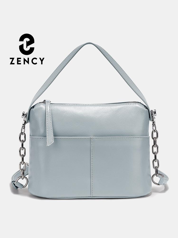 Zency 2025 Chain Handbag Soft Leather Shoulder Top-Handle Crossbody Bag