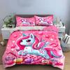 Unicorn Candy Set Decoration Bedding Set With 1 Duvet Cover 2 Pillowcases Single Double King Queen, Gift