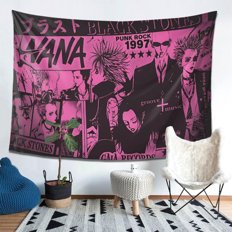VIKAMA BLACKSTONES Band NANA Tapestry Punk Style Manga Collage Background Cloth Living Room Decoration Home Decoration