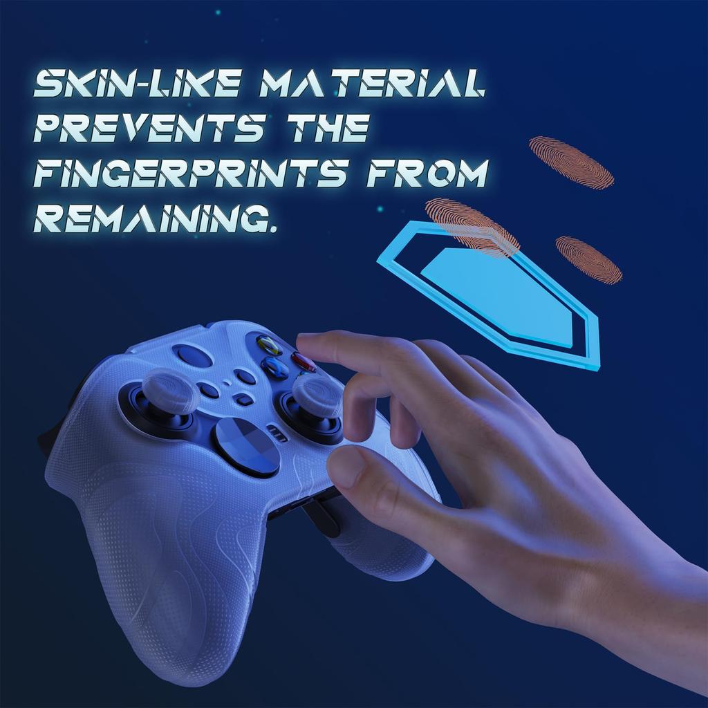 PlayVital Mountain Range Edition Silicone Cover for Xbox Elite Wireless Controller Series 2 Elite Series 2 with Thumb Grips Clear White & Core,