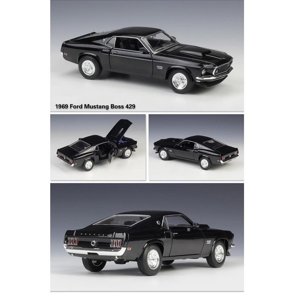 Welly 1/24 1969 Ford Mustang Boss 429 Sports Car Alloy Scale Car Model Diecast Metal Static Collection Children Toy Car Vehicle