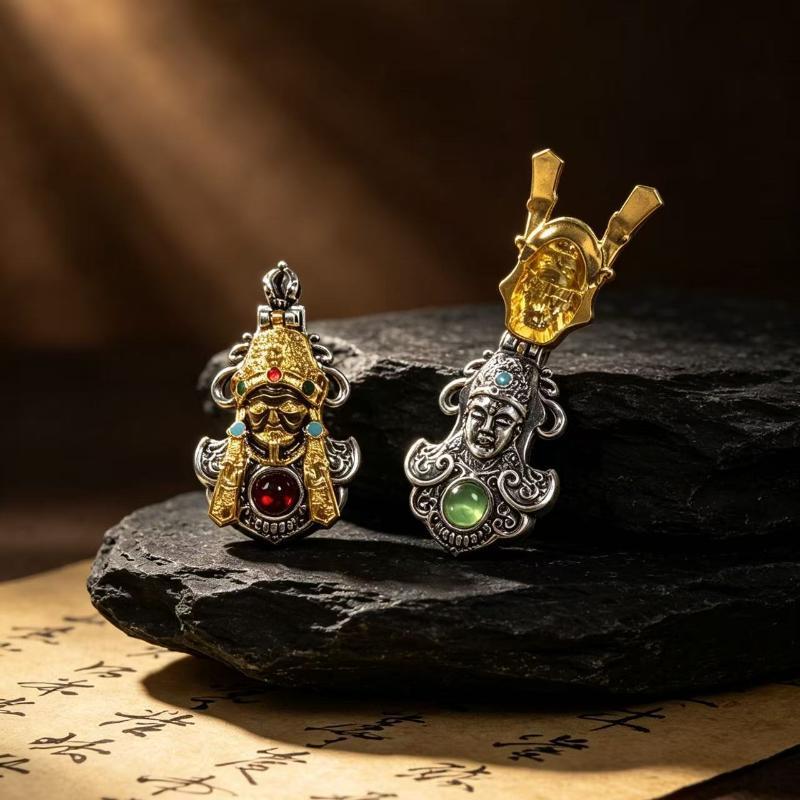 Collana Pendente Stile Cinese Vintage Benedizione Protettore Dharma Pendente Zhakiram Per Uomini Gioielli Fortuna Ricchezza Fascino Collana