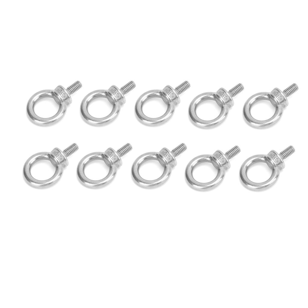 10pcs M6 Stainless Steel Lifting Eye Ring Bolts Screw Fastener Nuts Shoulder Eye Bolt