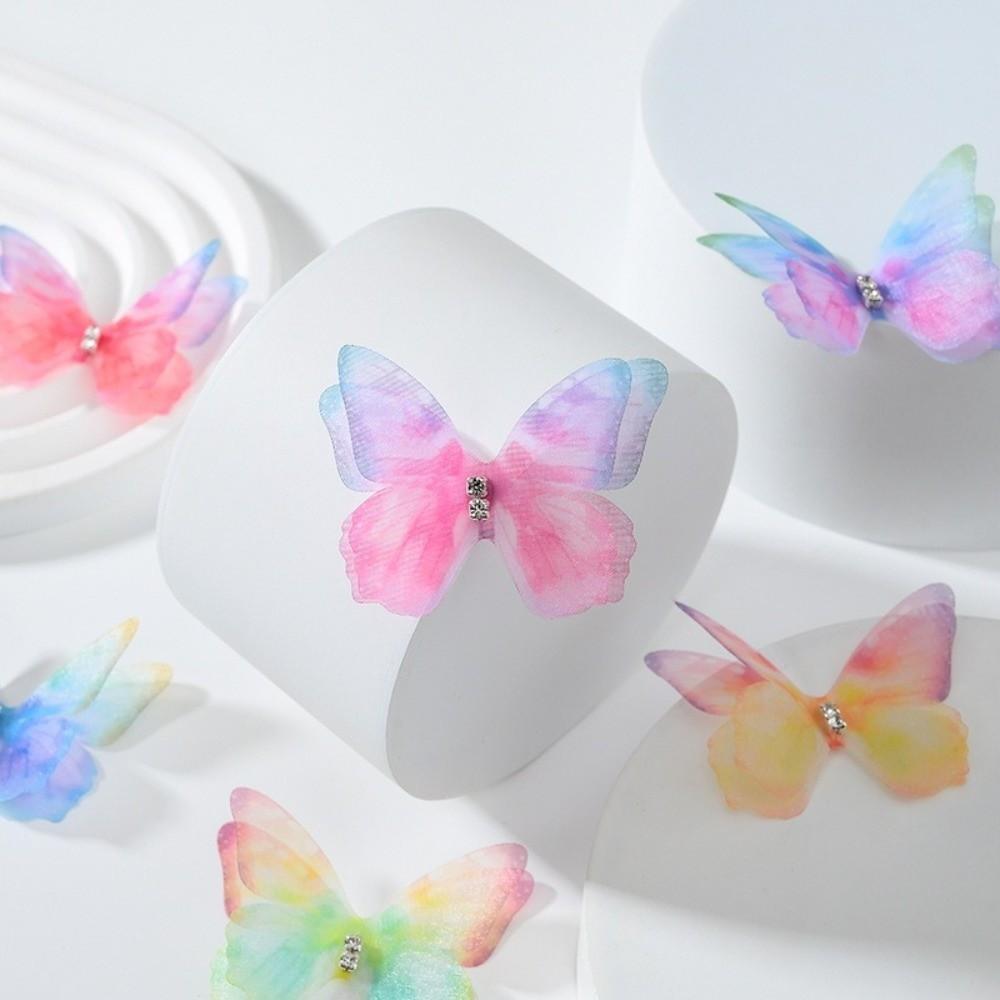 50 ks 3D organzové látkové motýlí aplikace Imitace síťované motýlí záplaty Svadební vlasové doplňky