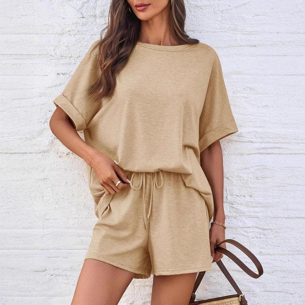 Hot Selling 2026 Summer Casual Set: Super Large Short Sleeve T-shirt & Drawstring Shorts Sportswear