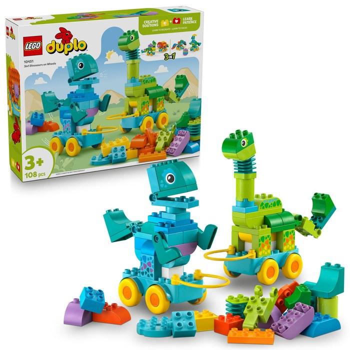 LEGO Duplo My First Dinosaur Pull-Along 3-in-1 Toy 10451, Multicolor