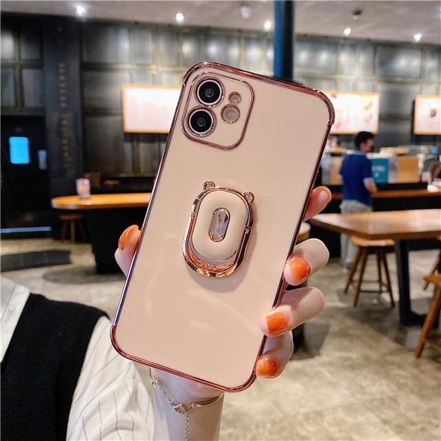 

Роскошные чехлы для телефонов с подставкой и кольцом для iPhone 14 13 12 Mini 11 Pro Max X XS XR 7 8 Plus, позолоченный бампер, противоударные чехлы For iPhone 14