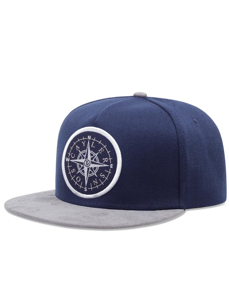 Compass label pattern versatile casual sports style couple style simple flat brimmed hat for men and women outdoor travel