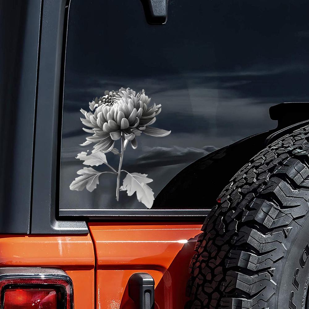 QT2454#15cm Like A Chrysanthemum That Has Lost Its Color Car Sticker, Suitable for Laptop, Car, Truck, Van, SUV, Motorcycle, Bumper, Window