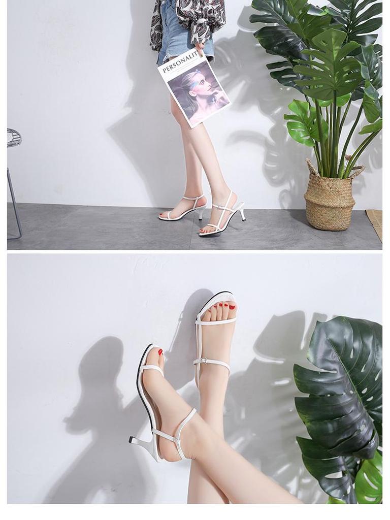 2022 Black Stiletto Heels: Chic Open-Toe Buckle Sandals for Women