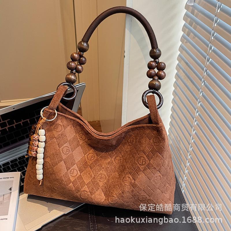 Premium retro underarm bag women's 2025 new trendy fashion suede shoulder bag large capacity tote bag