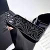 Simple black corrugated Apple 15 mobile phone case iphone14promax silicone 13/12/11 all-inclusive anti-drop XR