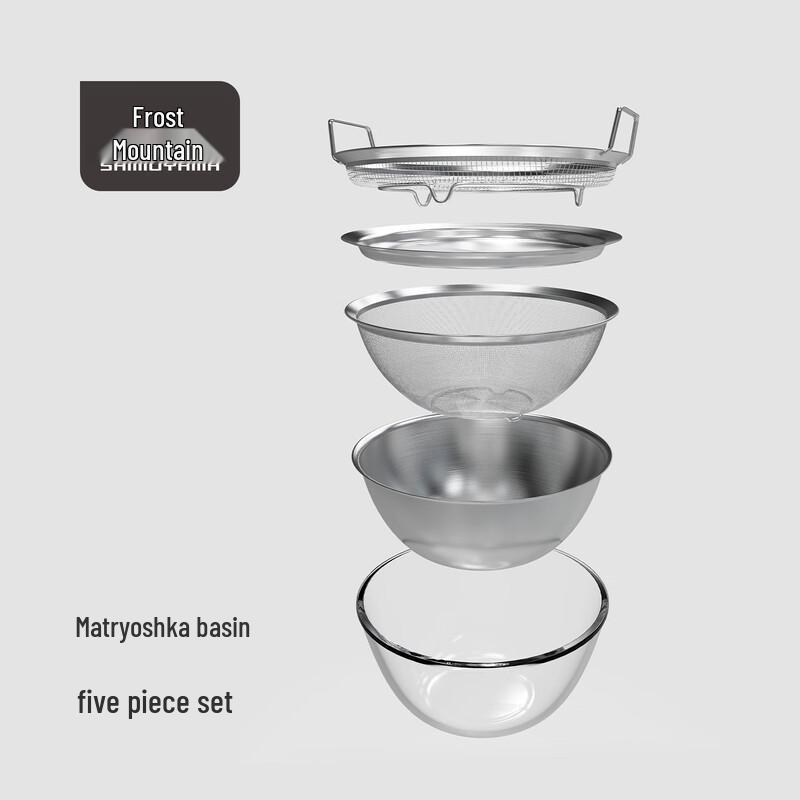 Shuangshan 5-Piece 304 Stainless Steel Nesting Kitchen Prep Bowls Set