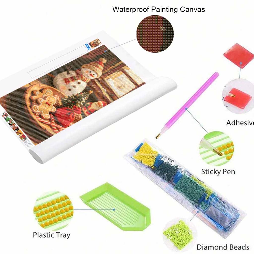 DIY Diamond Painting Kit Christmas Snowman 5D Full Drill Canvas Art Relaxing Stress Relief Craft for Adults and Beginners