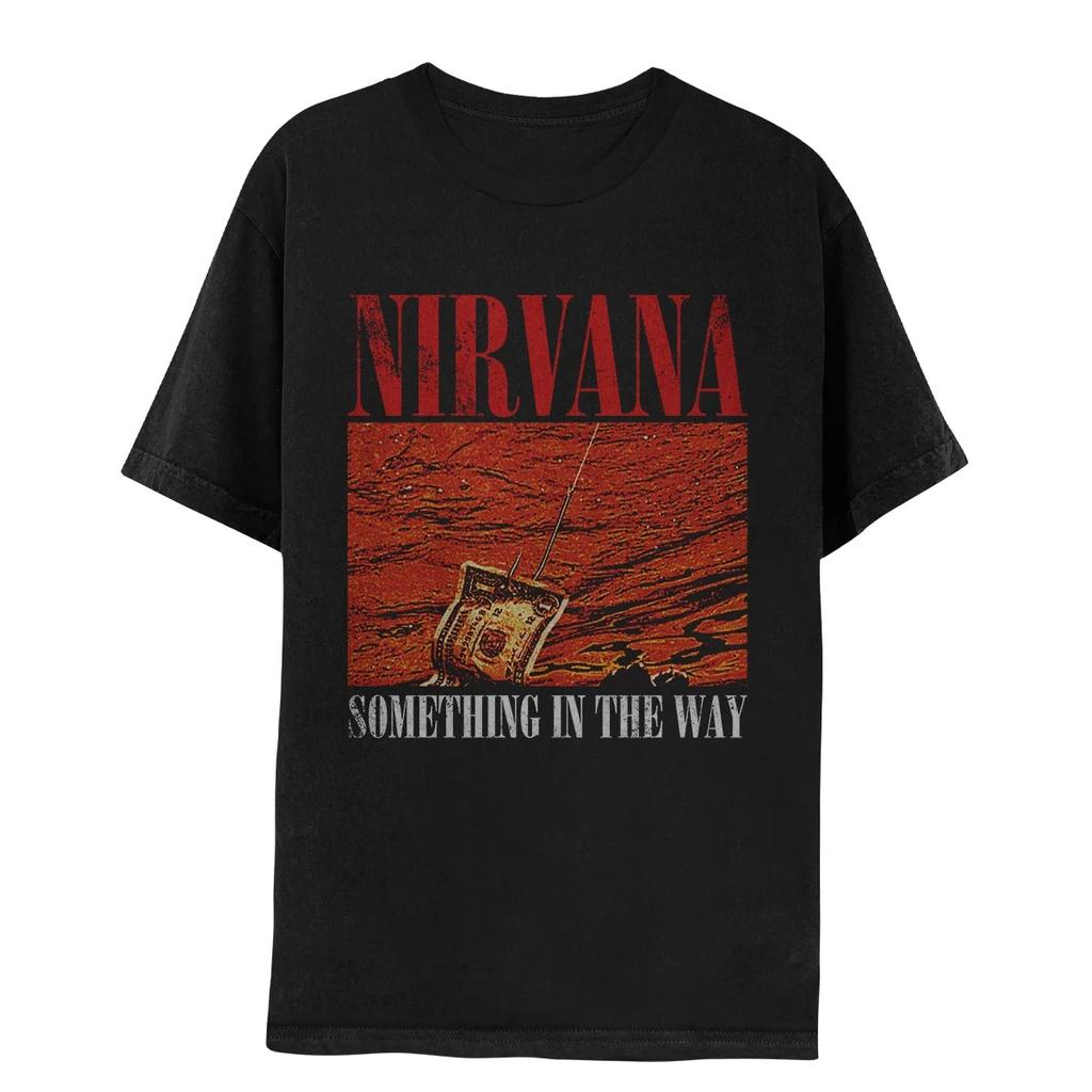 Nirvana Big Logo Classic Smiley Face T-Shirt 90s Grunge Rock Vintage Black Unisex Oversized Black Oversized Women And Men T-shirts