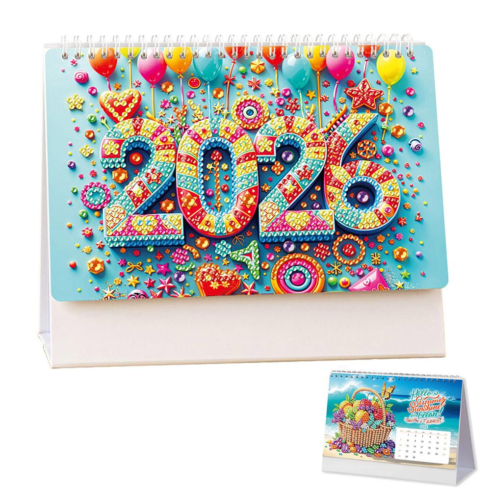 2026 Calendar Diamond Painting Calendar Set with Irregular Shaped Diamonds for Living Room Bedroom Office Desk Gift Giving